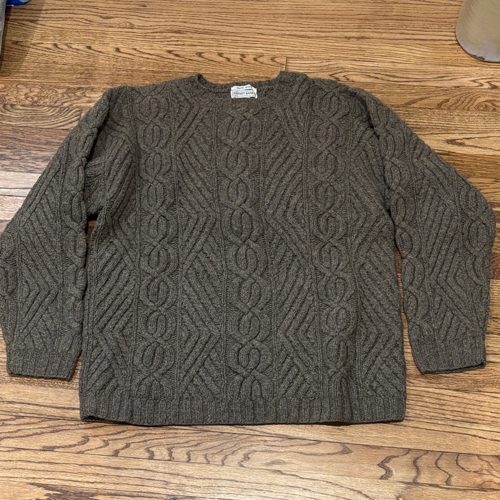 Hand knit Jeffrey Banks Men's Brown Cable Knit Sweater XL